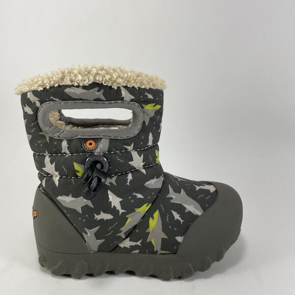 Bogs BMoc Handle Rain Boots Baby Girl Size 7 Sharks Gray Warm Lined Infant - Picture 1 of 11